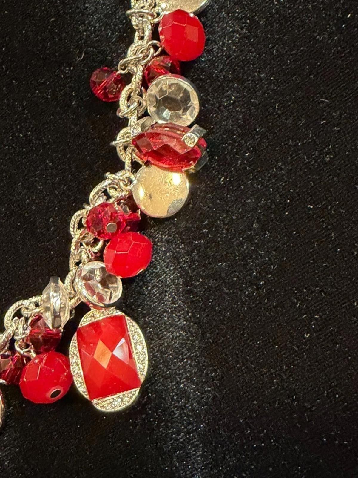 Other WHBM Necklace w/Red Bead Dangles, Bezel Set Rhinestones Size ONE SIZE - 4 Thumbnail