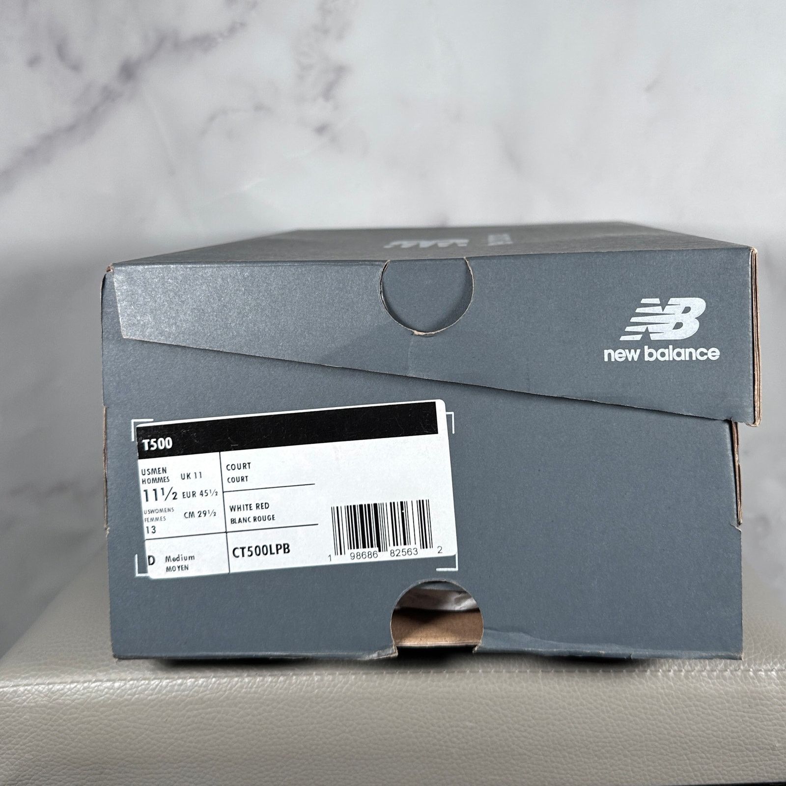 New Balance T500 Court White/Red Size US 11.5 / EU 44-45 - 12 Thumbnail