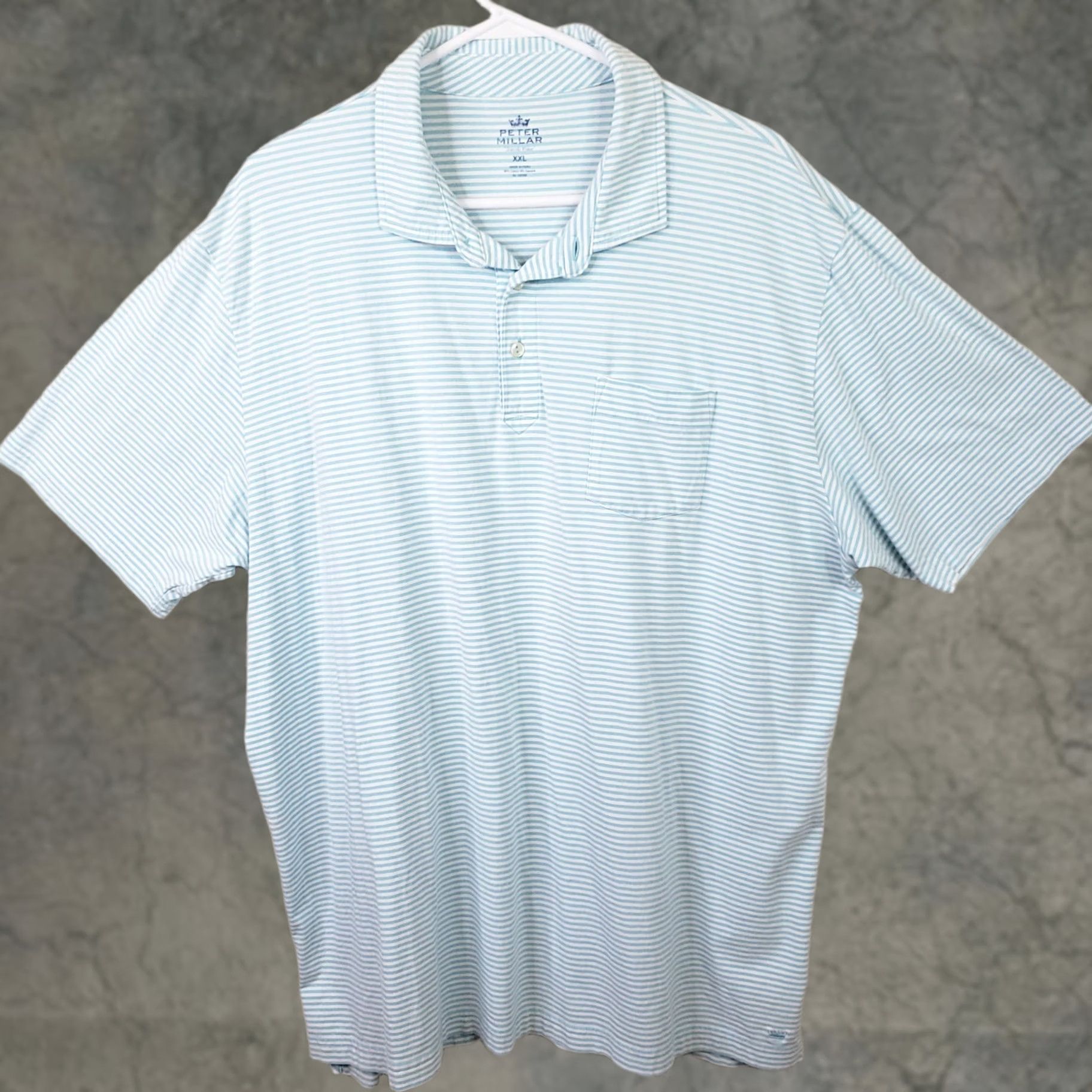 Peter Millar Peter Millar Mens Blue Stripe Polo Shirt 2XL Short Sleeve Golf Seaside Wash Top Size US XXL / EU 58 / 5 - 1 Thumbnail
