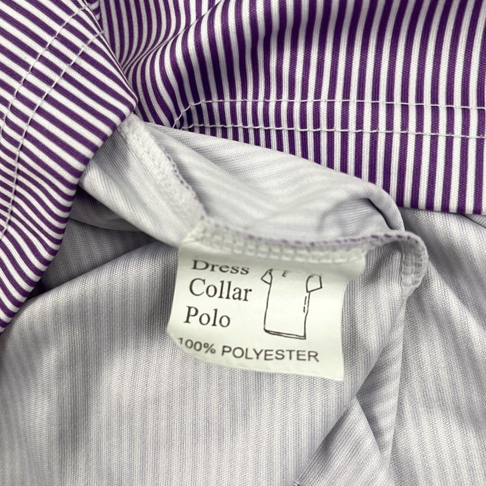 CO Collars & Co Dress Collar Polo Shirt Mens 2XL Purple White Striped Work Size 48R - 3 Thumbnail