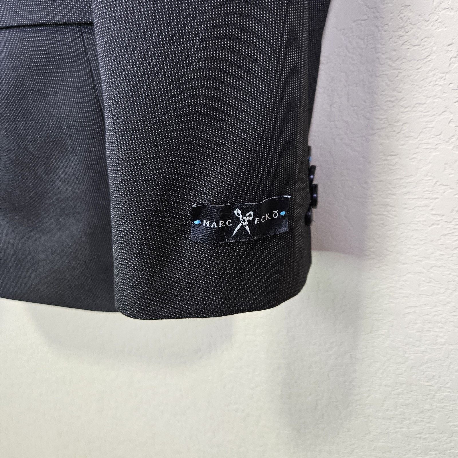Marc Ecko Marc Ecko Blazer Jacket Micro Check Black Wedding Interview Size 40R - 5 Thumbnail