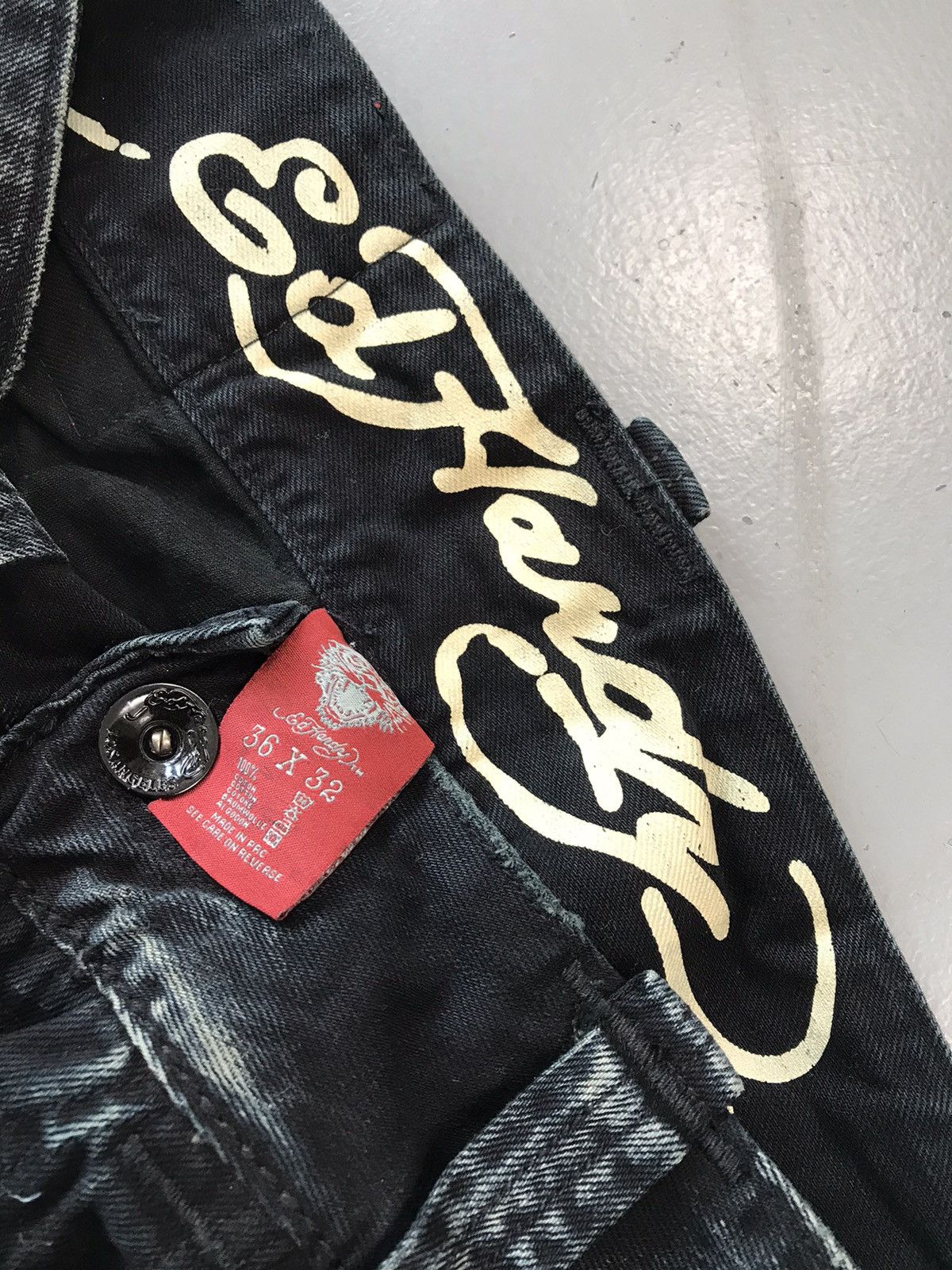 Christian Audigier × Ed Hardy × Vintage Vintage Edhardy crazy tiger 🐯 embroidered denim Size US 39 - 4 Thumbnail