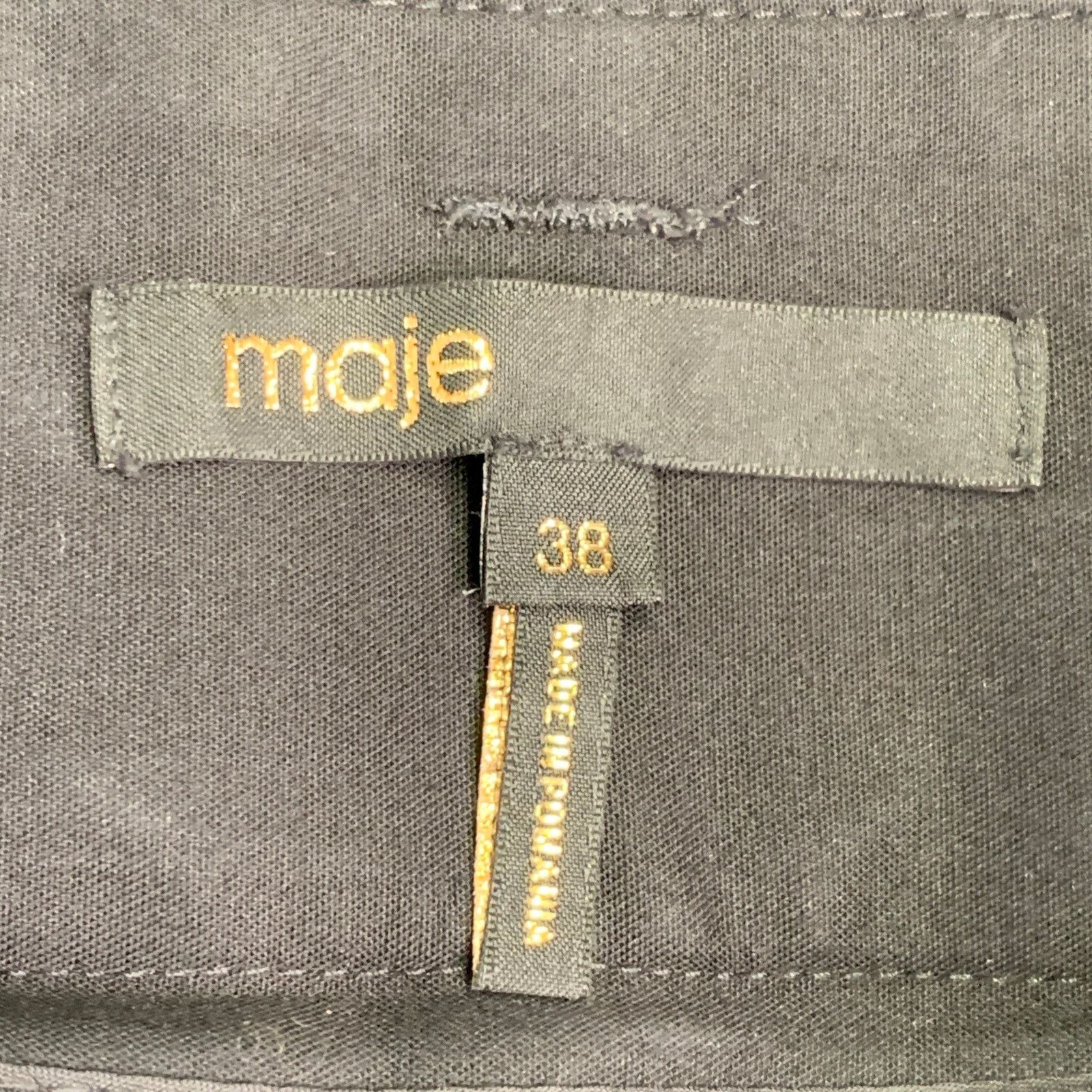 Maje MAJE Size 2 Black Cotton Blend High Waisted Casual Pants Size 26" / US 2 / IT 38 - 3 Thumbnail