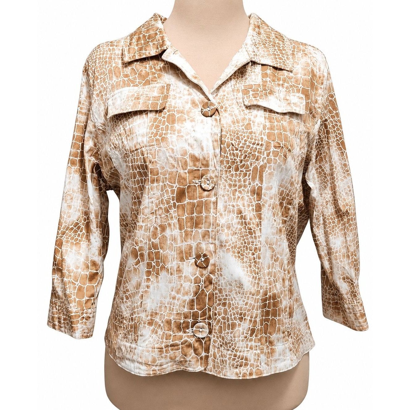 Other Sorialle Petite Size XL Tan Giraffe Print Button Front Jacke Size XL / US 12-14 / IT 48-50 - 1 Thumbnail