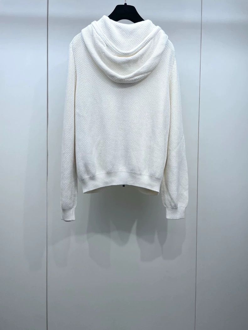 Loro Piana LORO PIANA Cream white hooded zipper knit sweater Size XL / US 12-14 / IT 48-50 - 2 Thumbnail