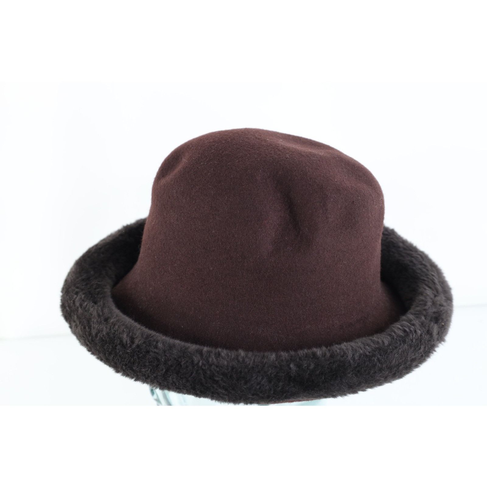 Vintage Vintage 60s 70s Rockabilly Plush Faux Fur Trim Felt Wool Hat Size ONE SIZE - 2 Thumbnail