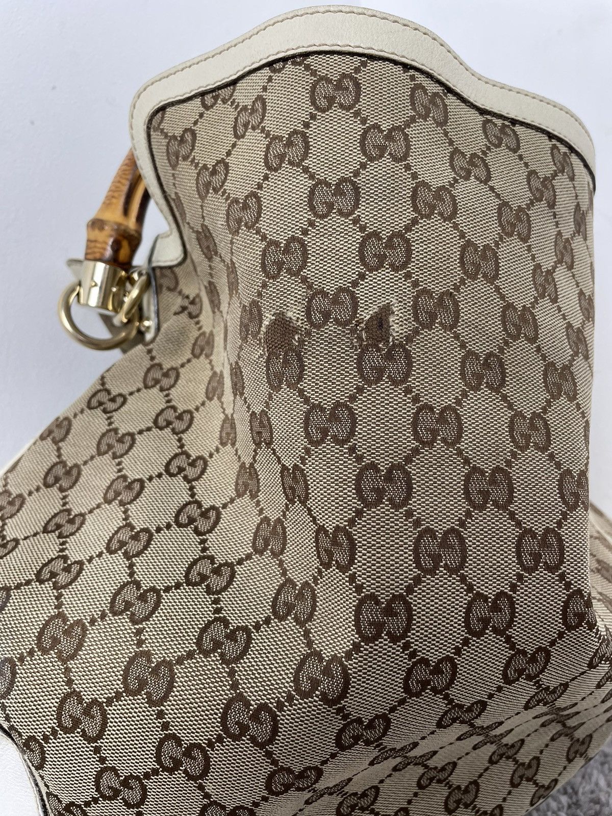Gucci Gucci Monogram Peggy Bamboo Top Handle Medium Shoulder Bag Size ONE SIZE - 7 Thumbnail