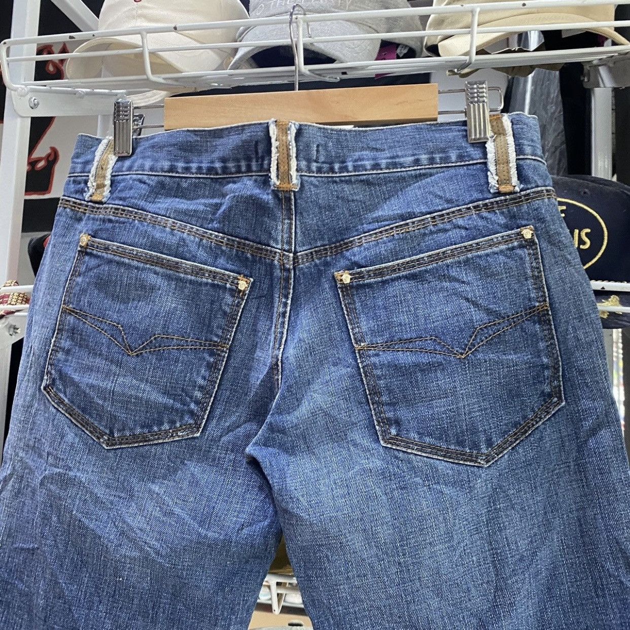 Versace Archival Versace Y2K Frayed Pocket Distressed Jeans Blue Size US 29 - 10 Thumbnail