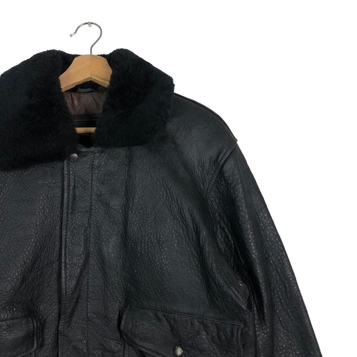 Japanese Brand RICH BLACK - VINTAGE BIKER LEATHER JACKET POLO CLUB BIGLOGO Size US M / EU 48-50 / 2 - 4 Thumbnail