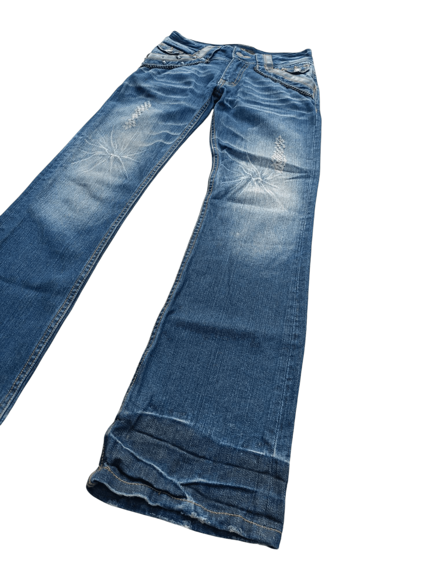 Japanese Brand × Seditionaries VTG Xfrm Japan Punk Style Stud Flare Distressed Jeans E253 Size US 29 - 2 Thumbnail