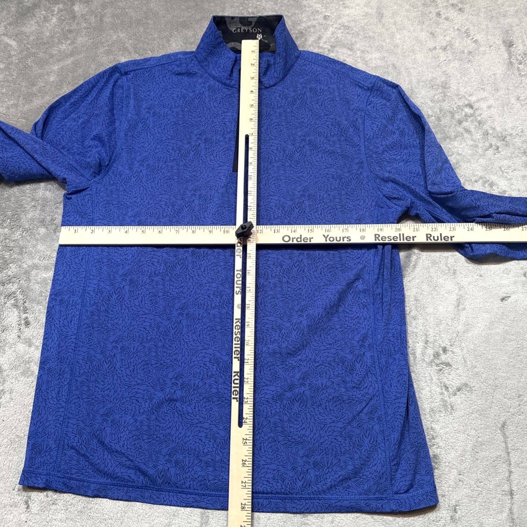 Vintage Greyson Mens Medium Blue Golf Performance Wolf Design 1/4 Zip Pullover Jersey Mock Neck Long Sleeve Shirt Size US M / EU 48-50 / 2 - 5 Thumbnail