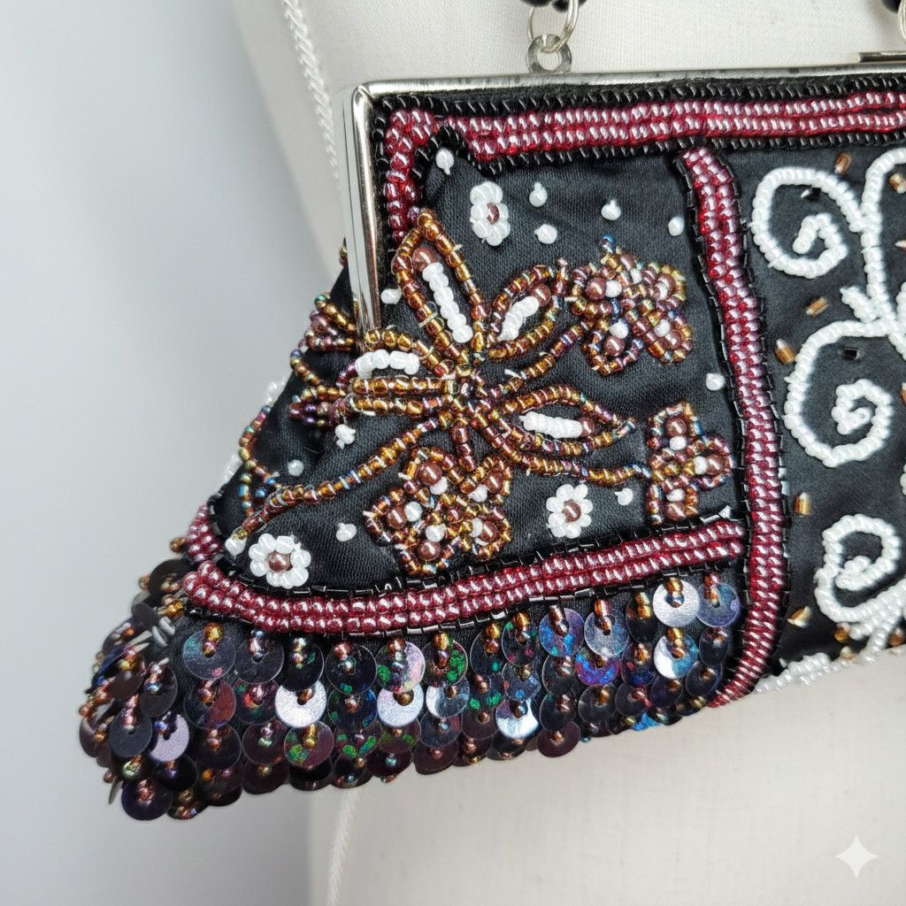 Other In's 11x4x2" Evening Bag Shoulder Strap Fully Beaded Black Size ONE SIZE - 5 Thumbnail