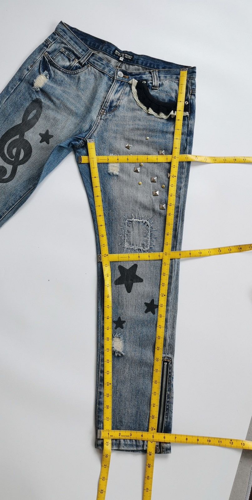 Seditionaries Hell Cat Punks Treble Clef Pyramid Stud Zipper Jean Vivienne Size 30" / US 8 / IT 44 - 15 Thumbnail