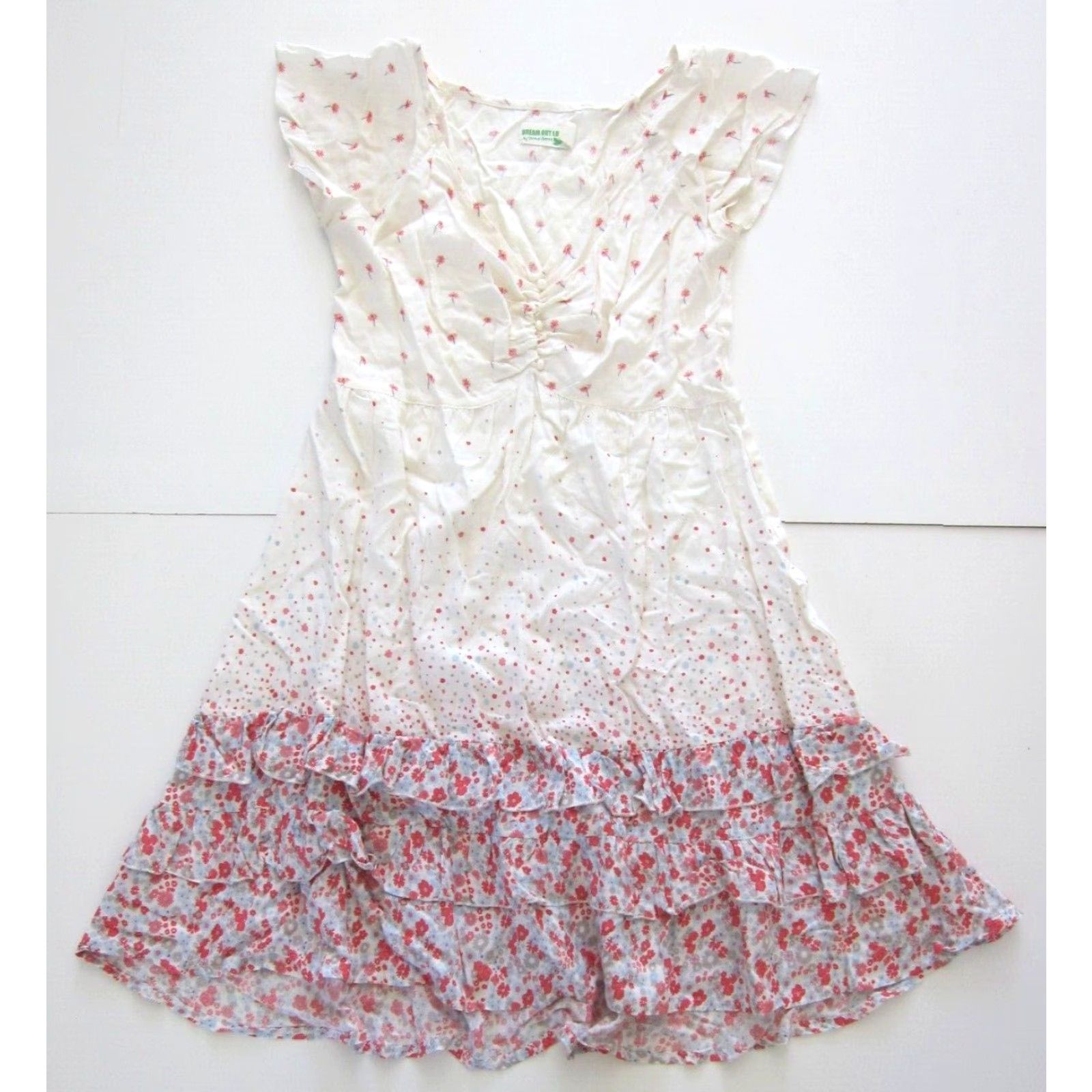 Vintage VINTAGE Dream Out Loud Selena Gomez Rayon Ivory Floral Short Sleeve Prairie Dress XS Size 26" / US 2 / IT 38 - 2 Thumbnail