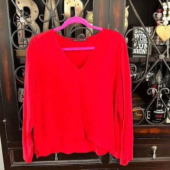 Zara RED ZARA long sleeve blouse Size L / US 10 / IT 46 - 1 Thumbnail