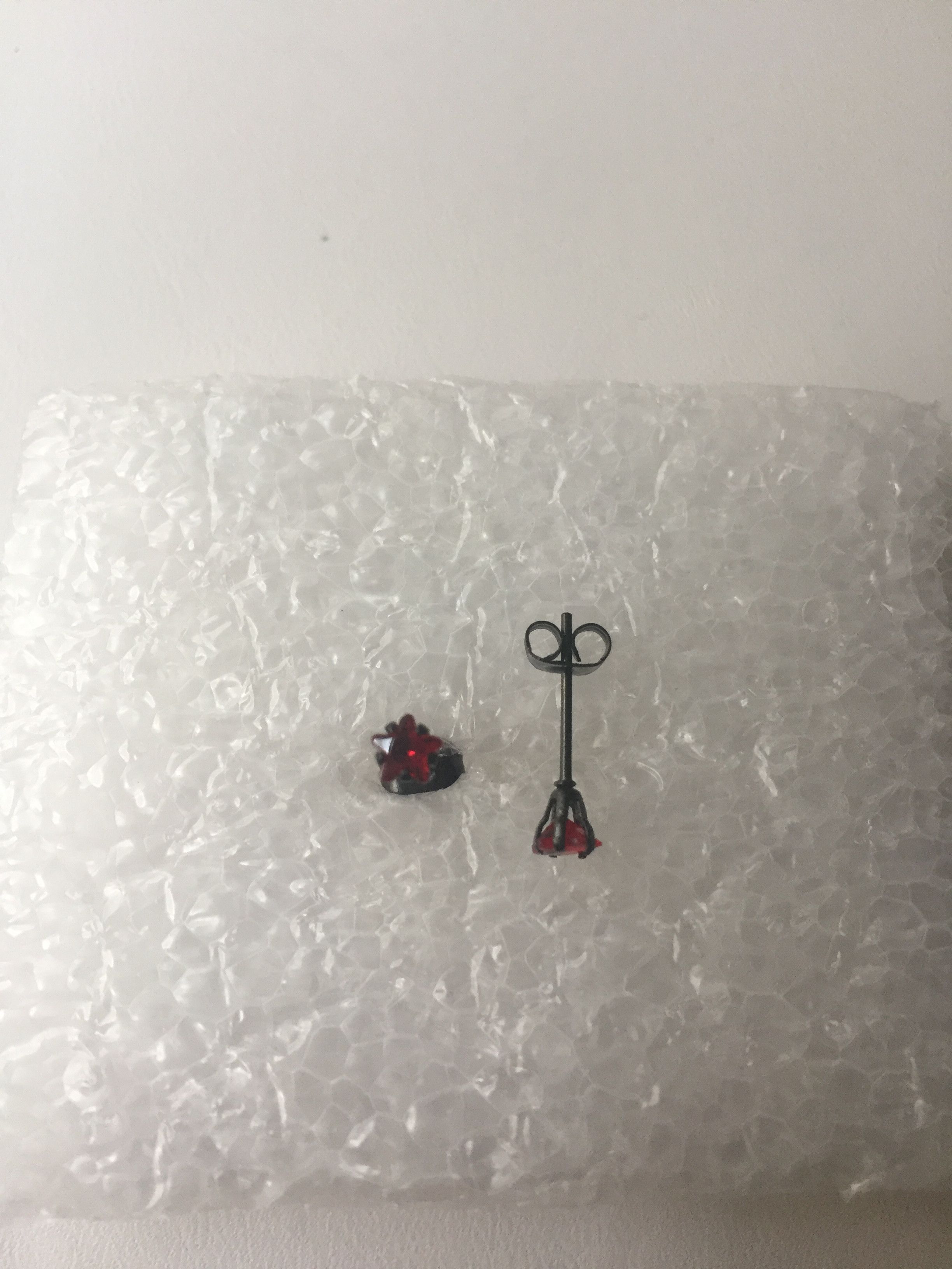 Designer Red CZ Stainless Steel Stud Earrings Size ONE SIZE - 1 Thumbnail