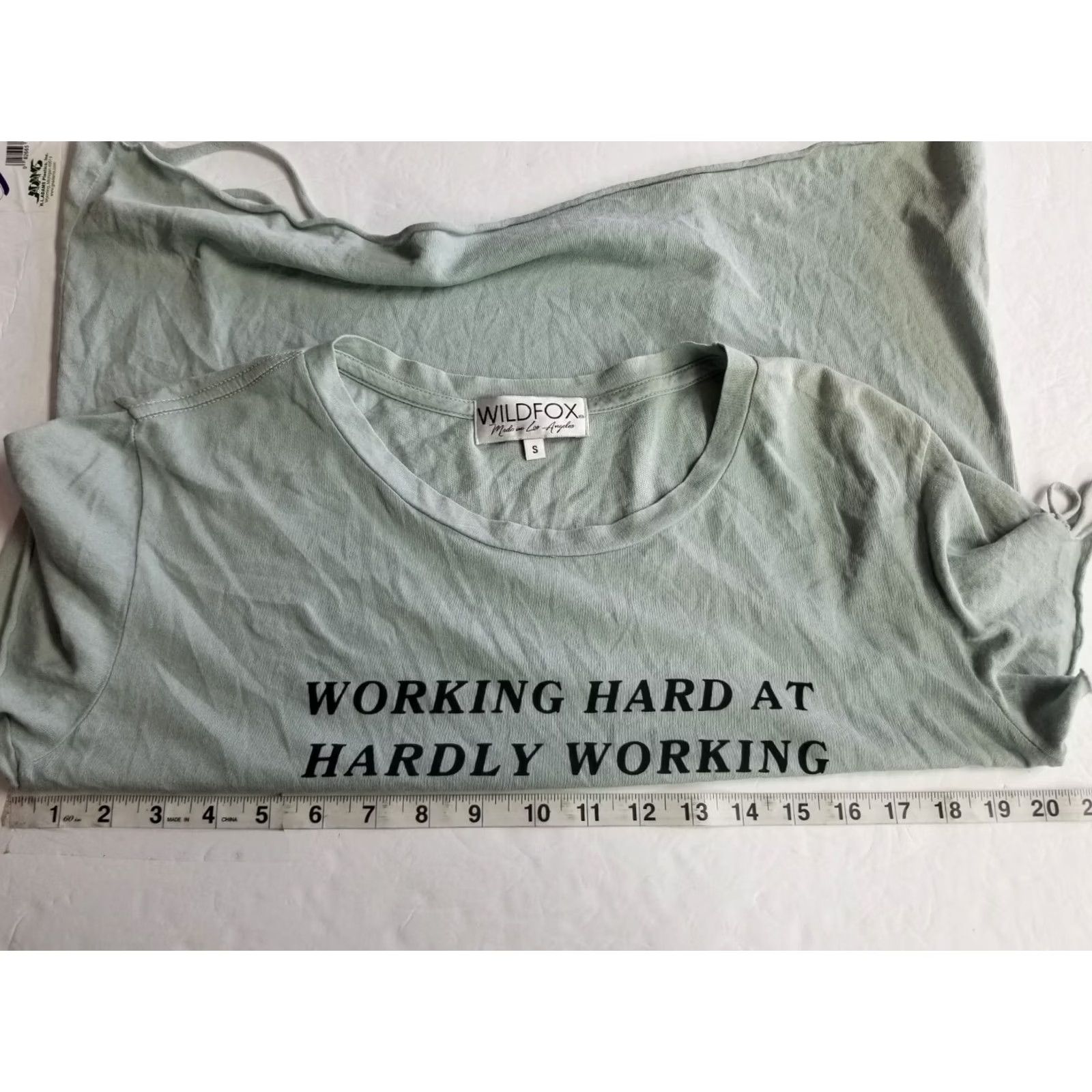 Wildfox WILDFOX Women Pigment Cadet Blue Small T-Shirt Working Hard at Hardly Working Distressed Tee Size S / US 4 / IT 40 - 3 Thumbnail