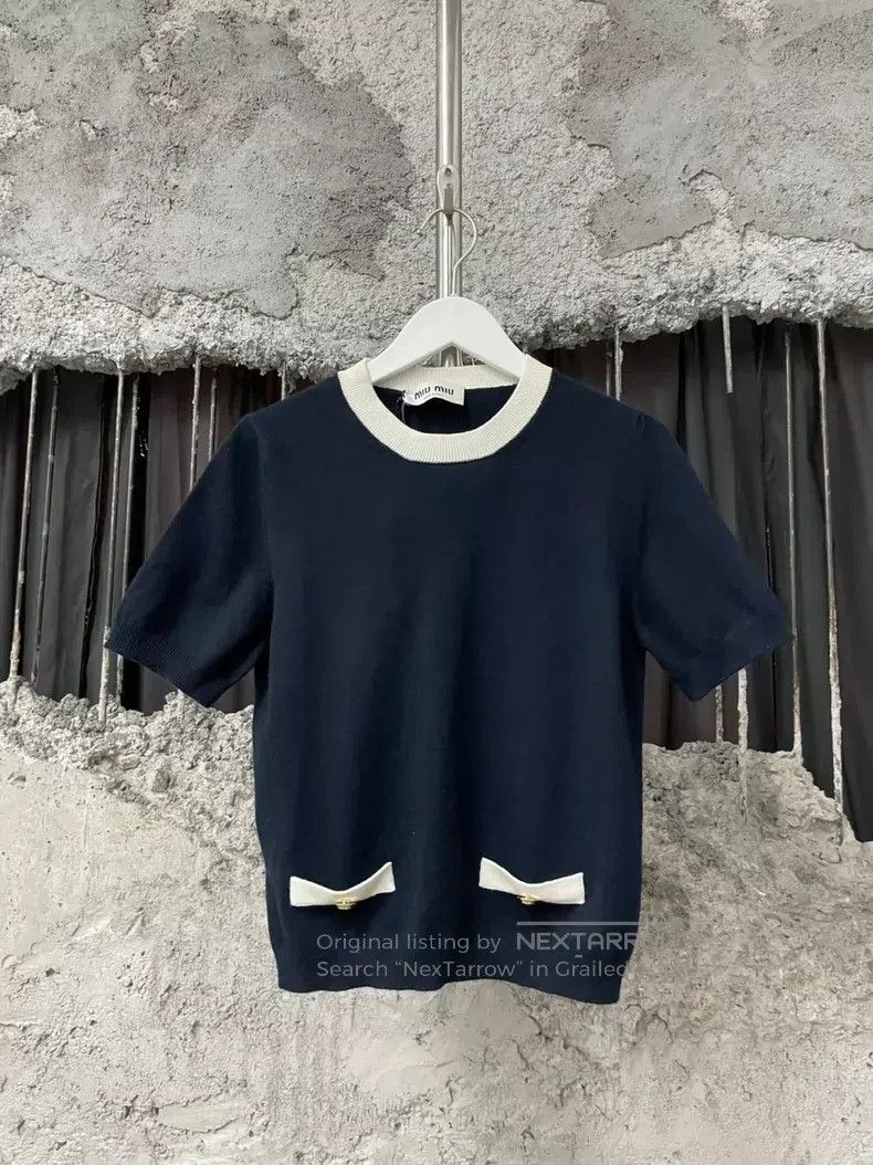 Miu Miu Miu Miu 42 Sweater short sleeve Size L / US 10 / IT 46 - 1 Thumbnail