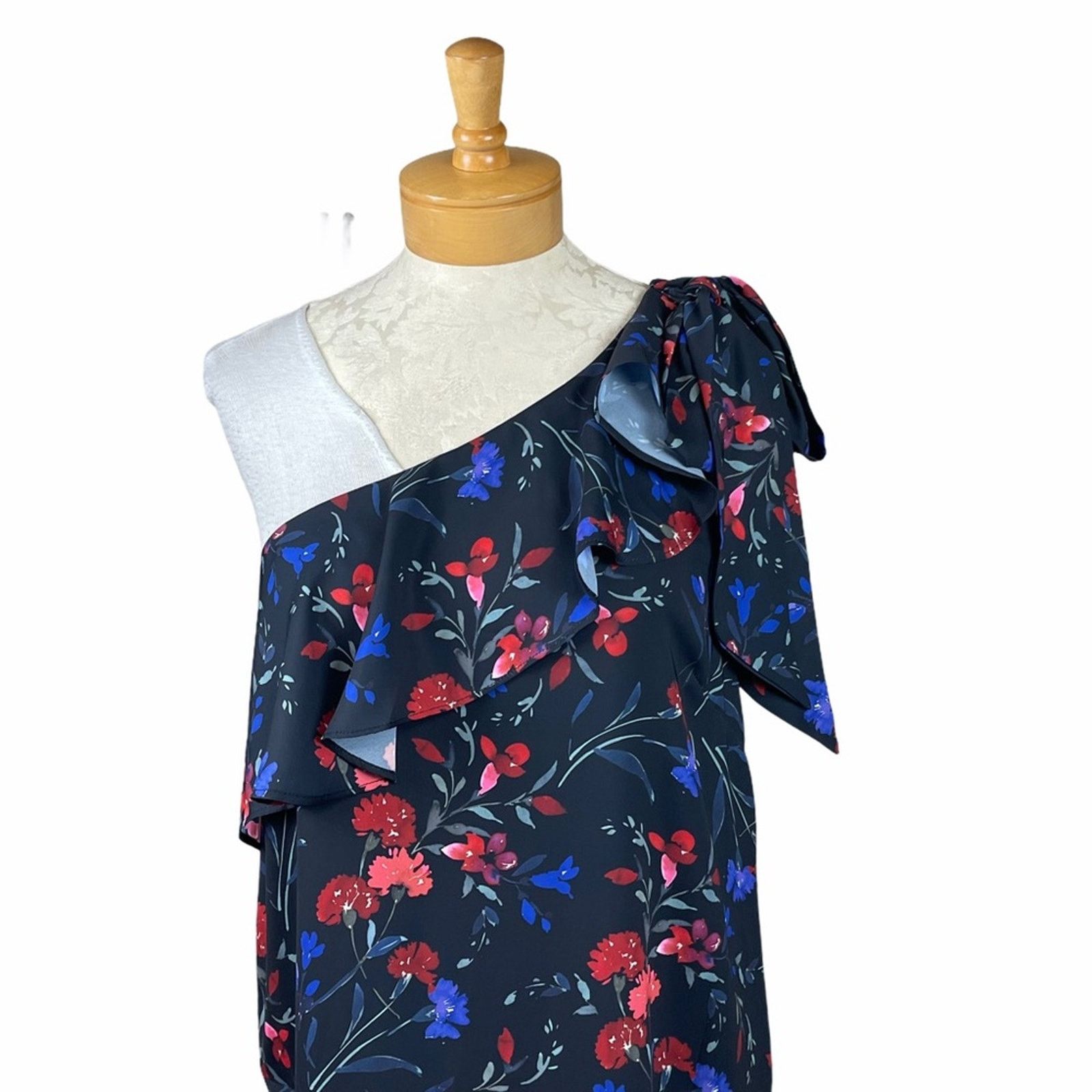 Parker Parker One Shoulder Ruffled Floral Dress Black M Size M / US 6-8 / IT 42-44 - 3 Thumbnail