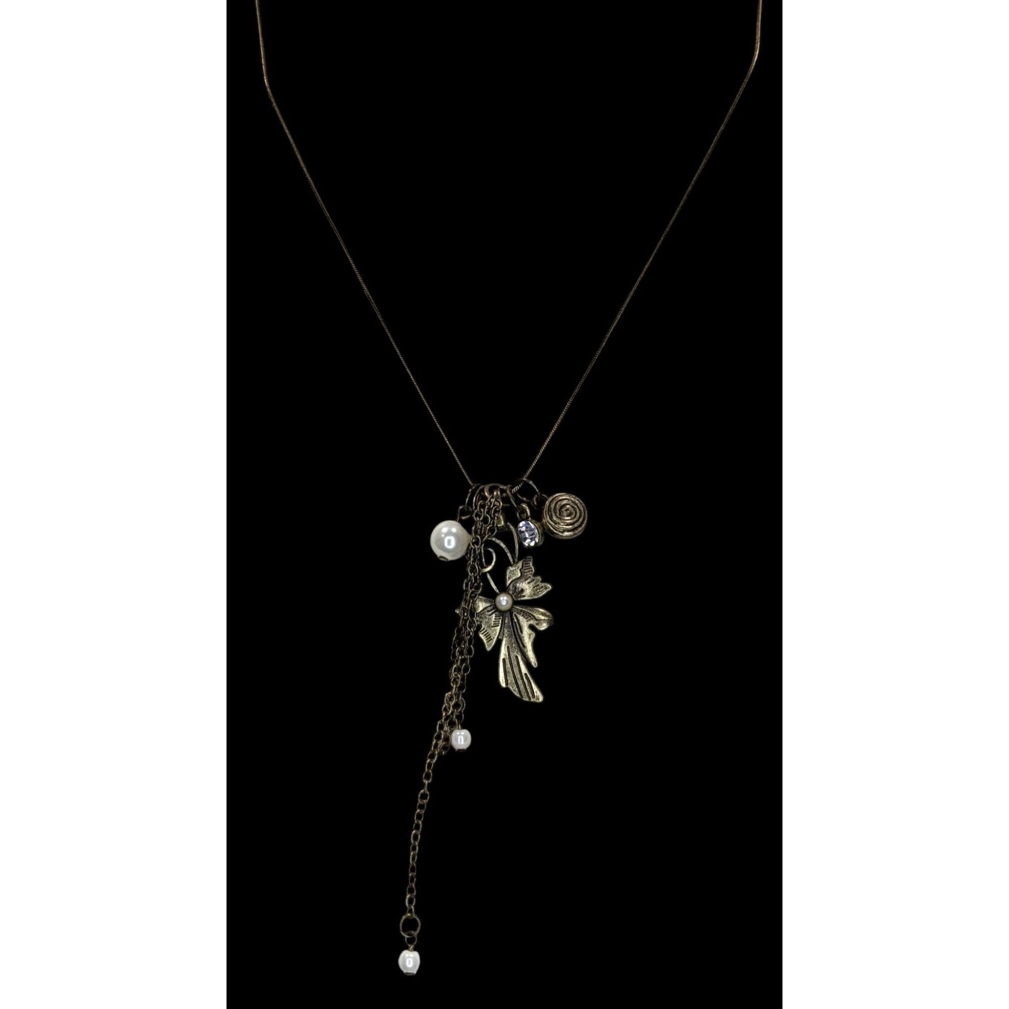 Other Vintage-Inspired Coquette Bronze Pendant Necklace With Faux Size ONE SIZE - 1 Thumbnail