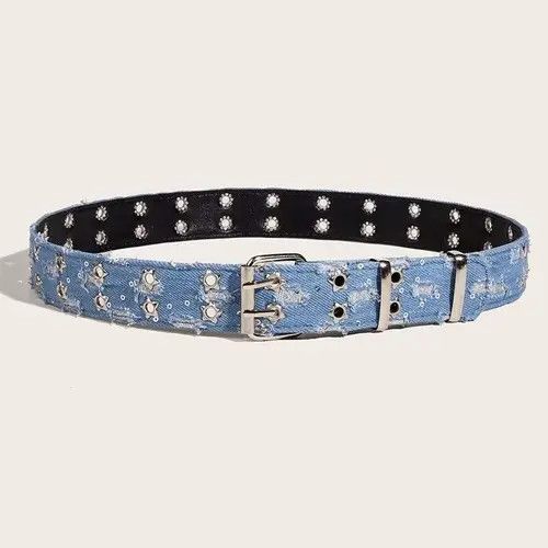 Designer Crazy Vintage Belt Riveted Belts Menswear Accessories Size ONE SIZE - 3 Thumbnail