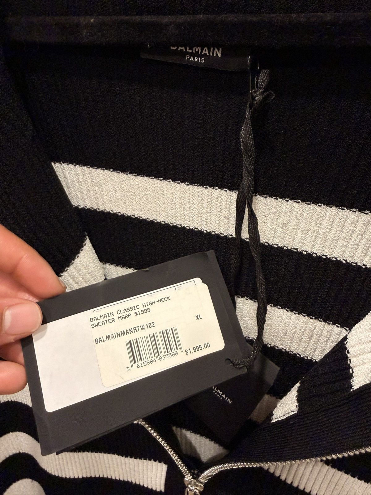 Balmain Striped Zip Sweater Size US XL / EU 56 / 4 - 4 Thumbnail