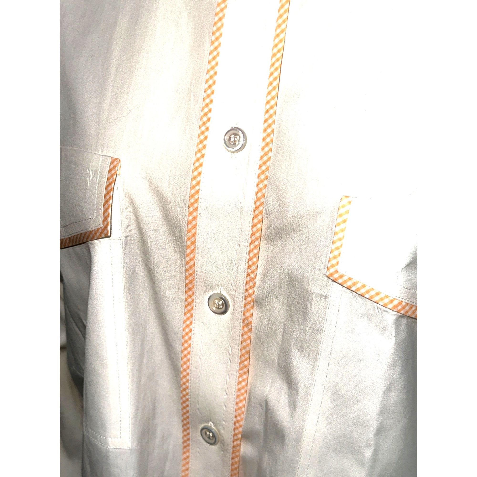 Escada Escada Margaretha Ley 42 White Cotton Button Up Shirt Orange Size M / US 6-8 / IT 42-44 - 6 Thumbnail