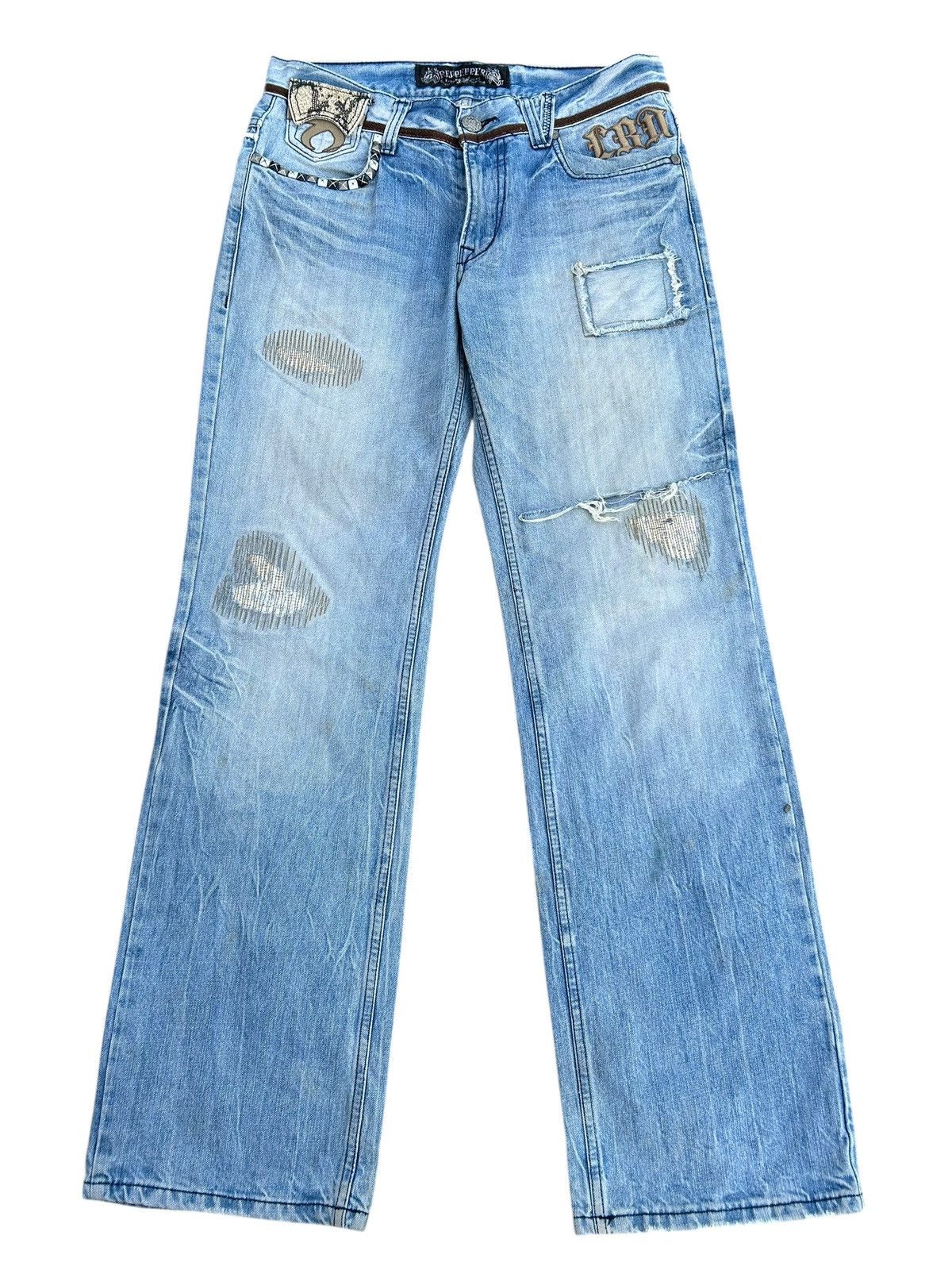 Kapital Red Pepper Japan Studded Snake Skin pocket Distressed Denim Size US 34 / EU 50 - 2 Thumbnail