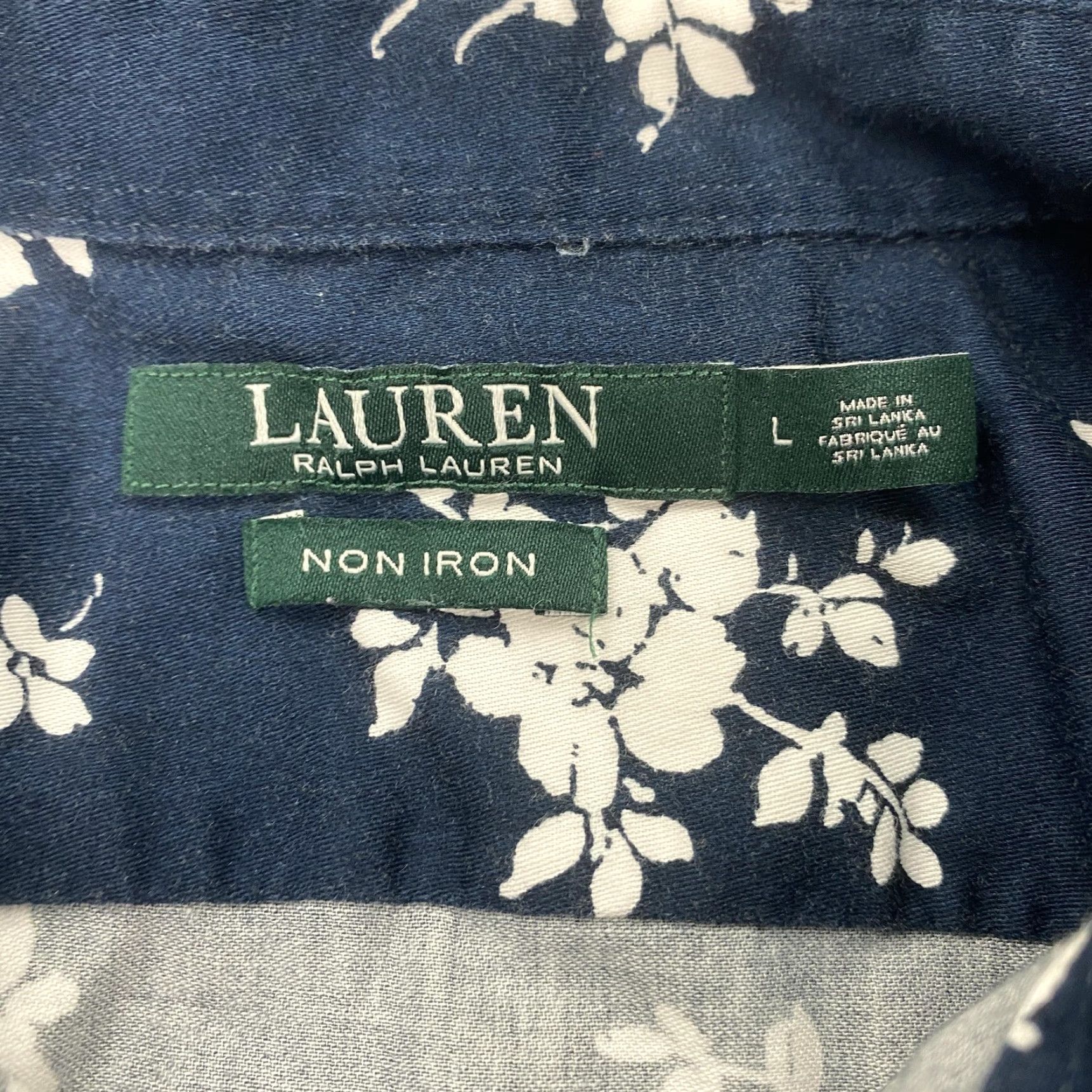 Ralph Lauren VINTAGELauren Ralph Lauren Shirt Womens Large Navy White Floral Non-Iron Long Sleeve? Size L / US 10 / IT 46 - 4 Thumbnail