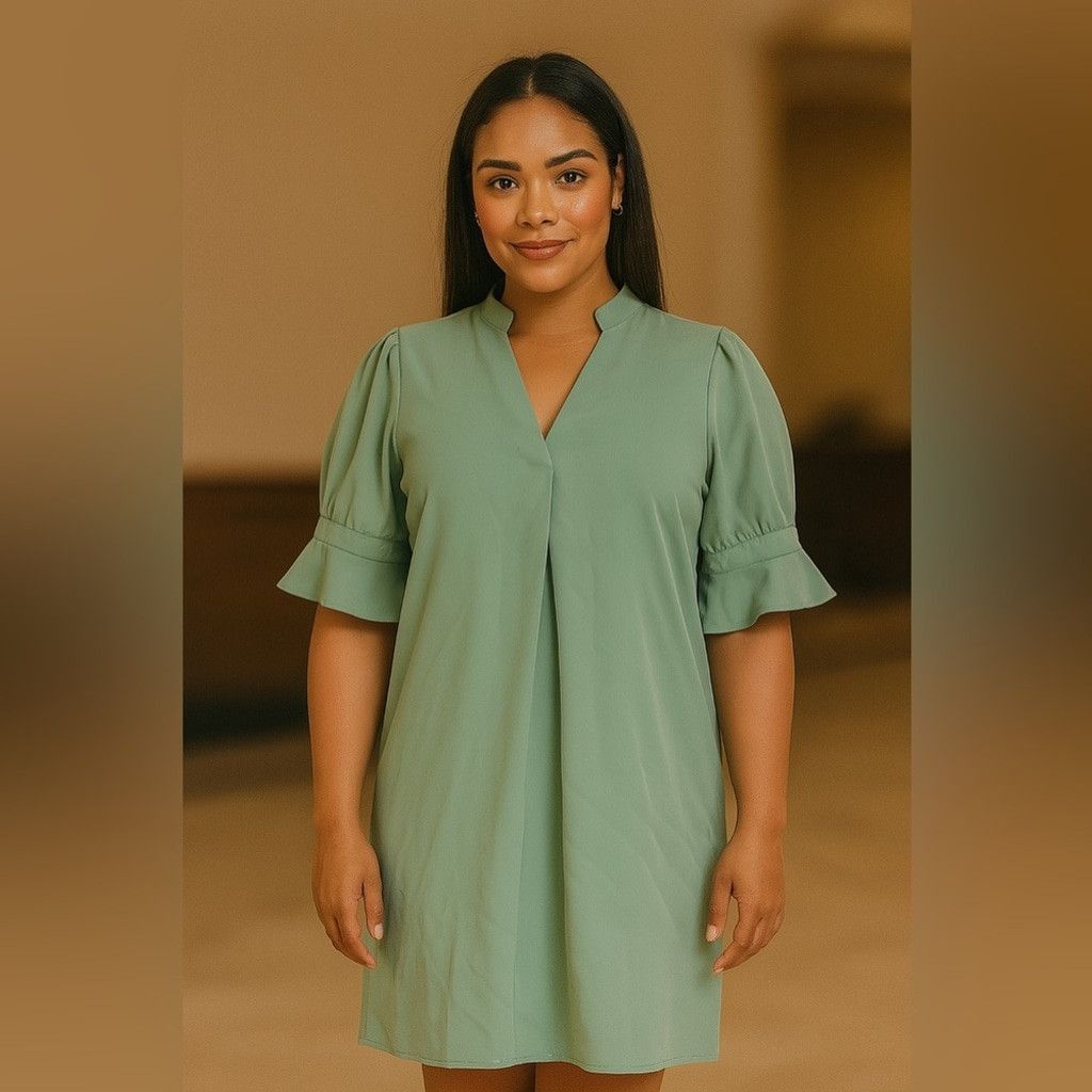 The Unbranded Brand Chic Sage Midi Dress Size L / US 10 / IT 46 - 1 Thumbnail