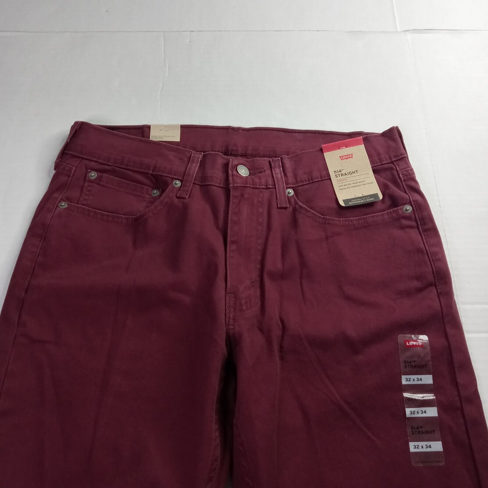 Levi's Levi's 514 Jeans Men's 32x34 Maroon Straight Leg Regular Fit Size US 32 / EU 48 - 4 Thumbnail