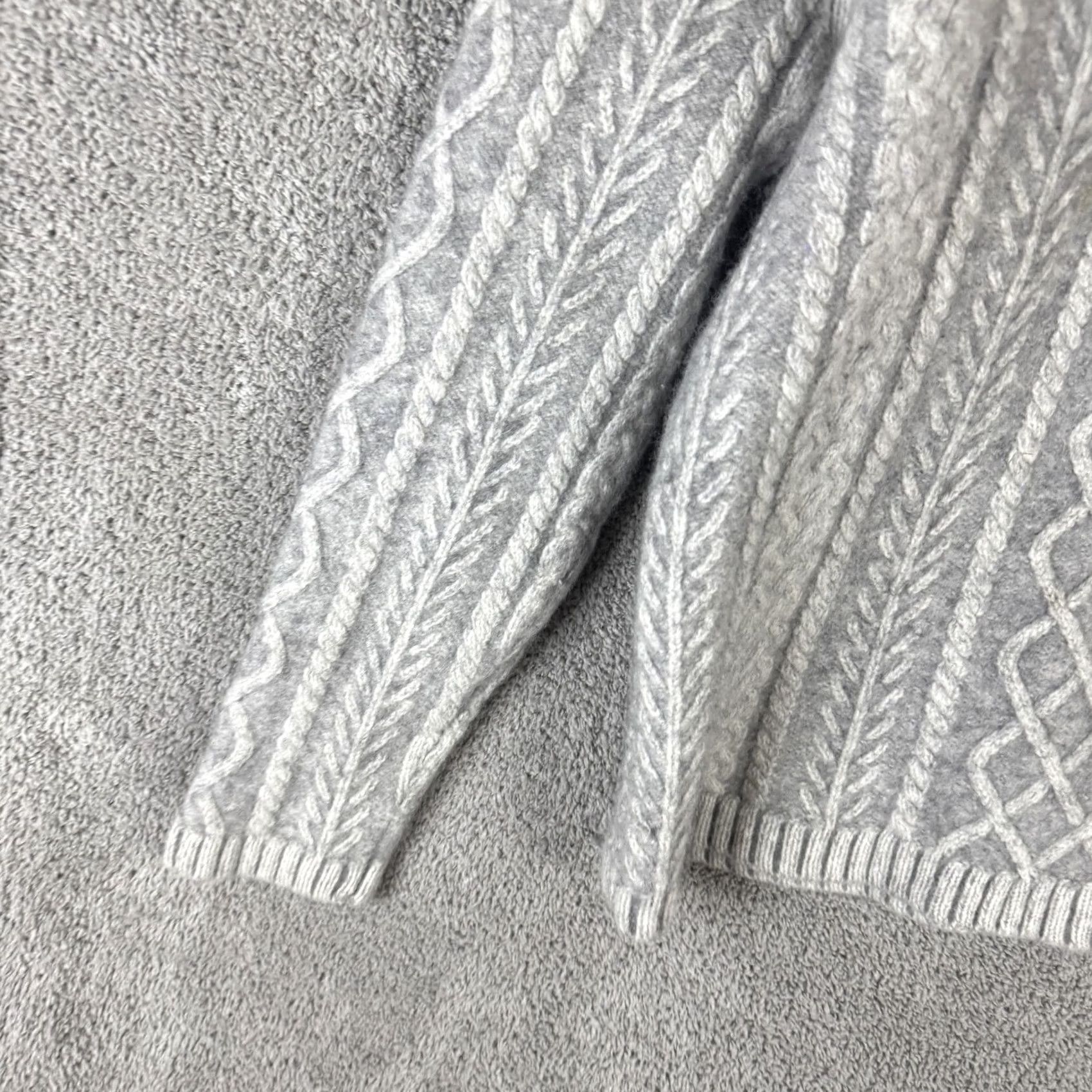 Vintage L.L. Bean Sweater Womens L Gray Mock Neck Cable Knit Wool Angora Pullover Size L / US 10 / IT 46 - 2 Thumbnail