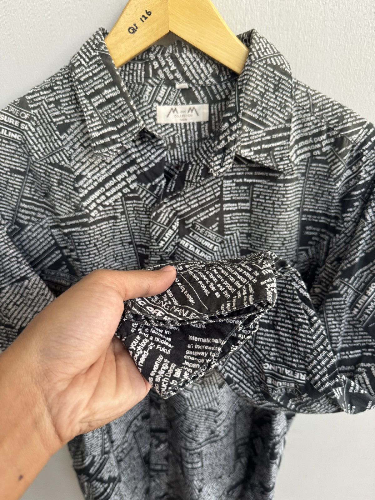 Japanese Brand M AND M NEWSPAPER MOTIF LONG SHIRT LIKE IFSIXWASNINE STYLE Size US M / EU 48-50 / 2 - 3 Thumbnail