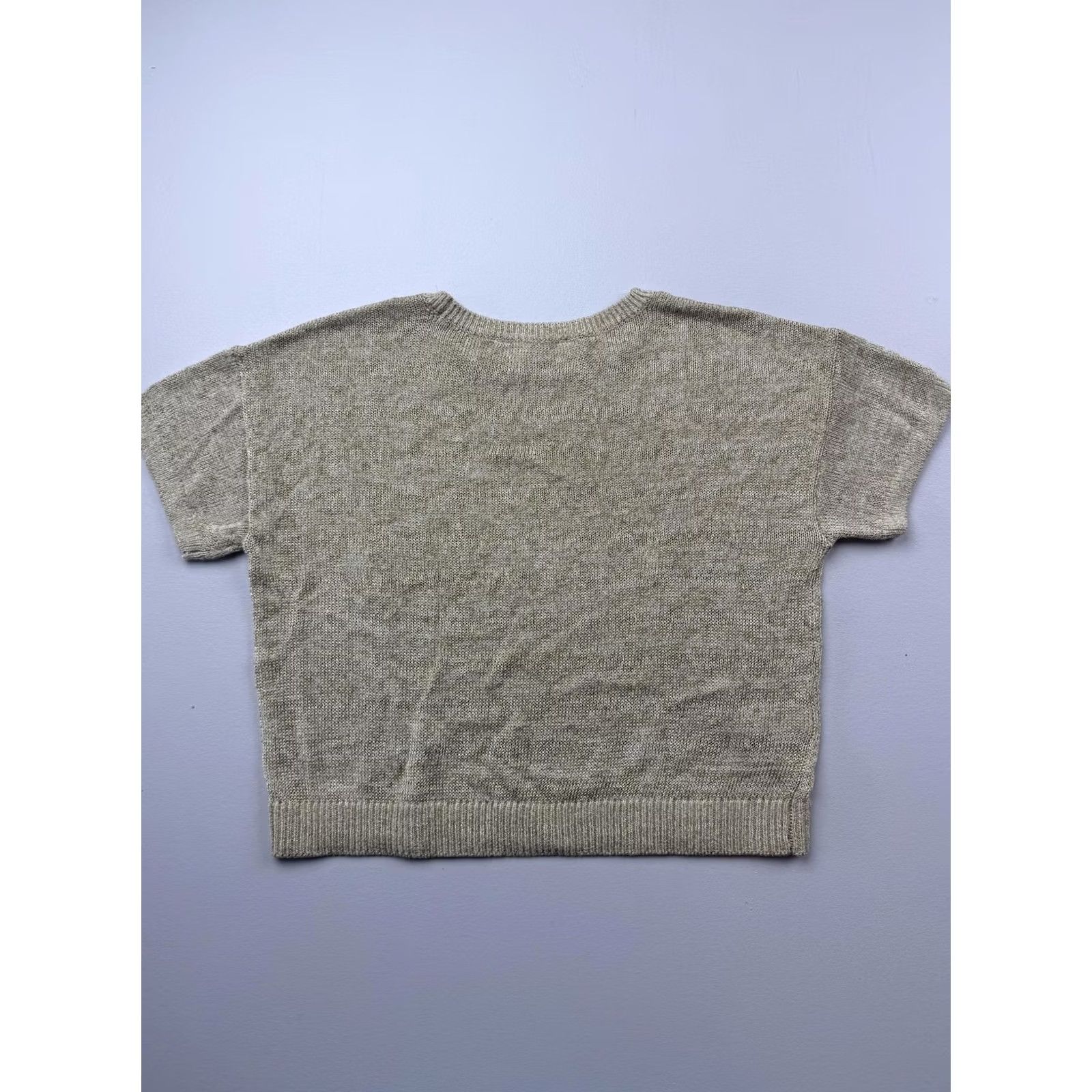 Loft LOFT Women’s Short Sleeve Beige Crew Neck Lightweight Metallic Knit Pullover Sweater M - Casual Spring Size M / US 6-8 / IT 42-44 - 2 Thumbnail