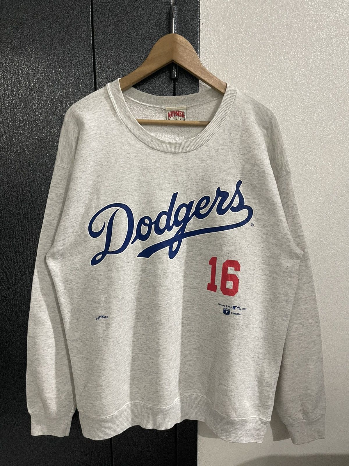 Vintage 90s Dodgers Nutmeg Mills Nomo 16 MLB Sweatshirt