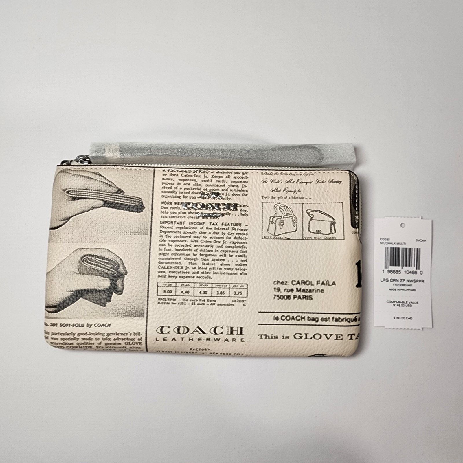 Coach NWT COACH CDE80 Large Corner Zip Wristlet Newspaper Print v3 Size ONE SIZE - 1 Thumbnail
