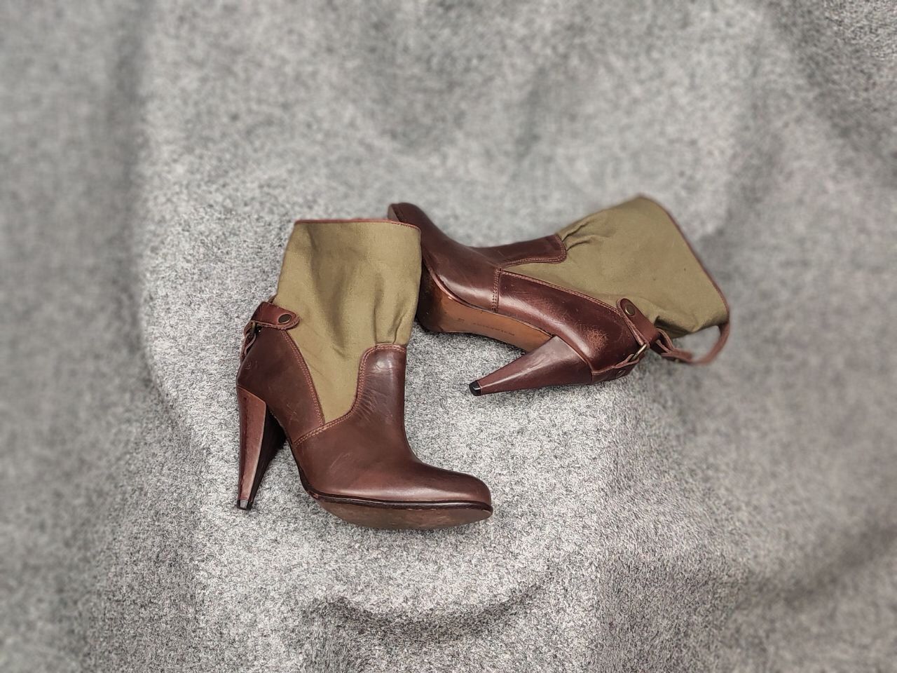 Diesel Black Gold Diesel Black Gold Military Green Leather canvas Heeled Boots Size US 8 / IT 38 - 16 Thumbnail