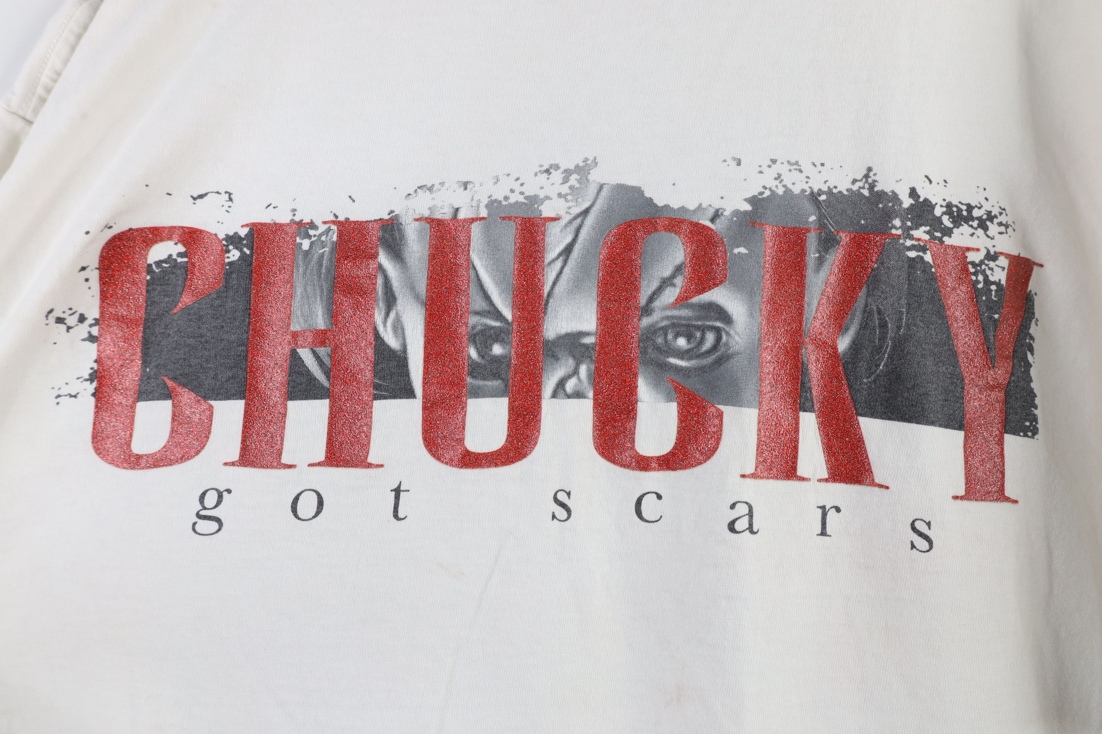 Vintage Vintage 90s Bride of Chucky Movie Halloween T-Shirt White Size US XL / EU 56 / 4 - 11 Thumbnail
