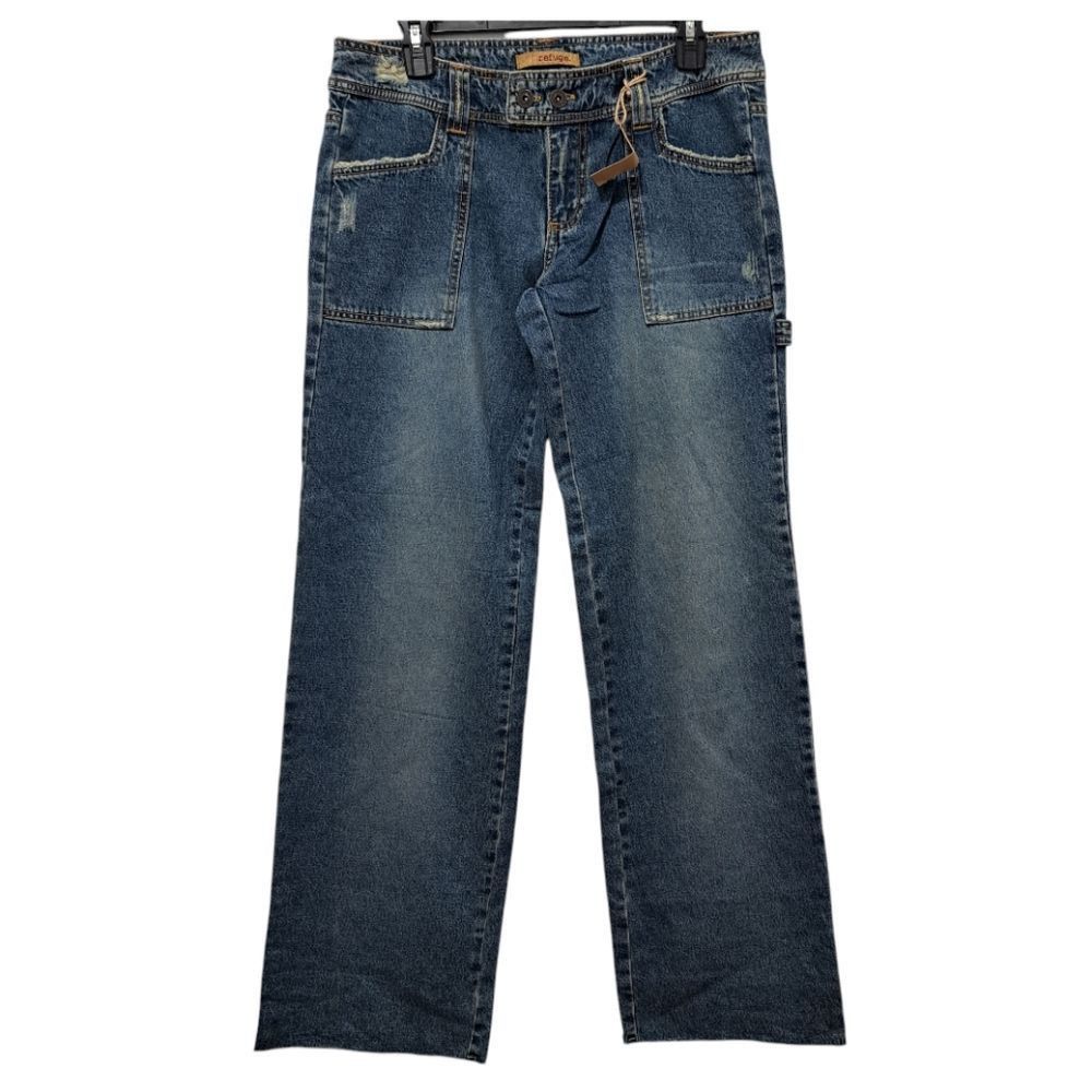 Other Refuge Y2K Cargo Cotton Distressed Wide Leg Raw Hem Jeans S Size 32" / US 10 / IT 46 - 2 Thumbnail