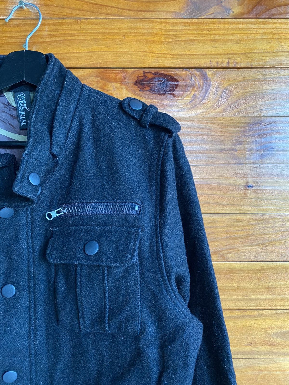 Japanese Brand Vintage Military-Style Black Wool Jacket with Camo Lining Size US M / EU 48-50 / 2 - 10 Thumbnail