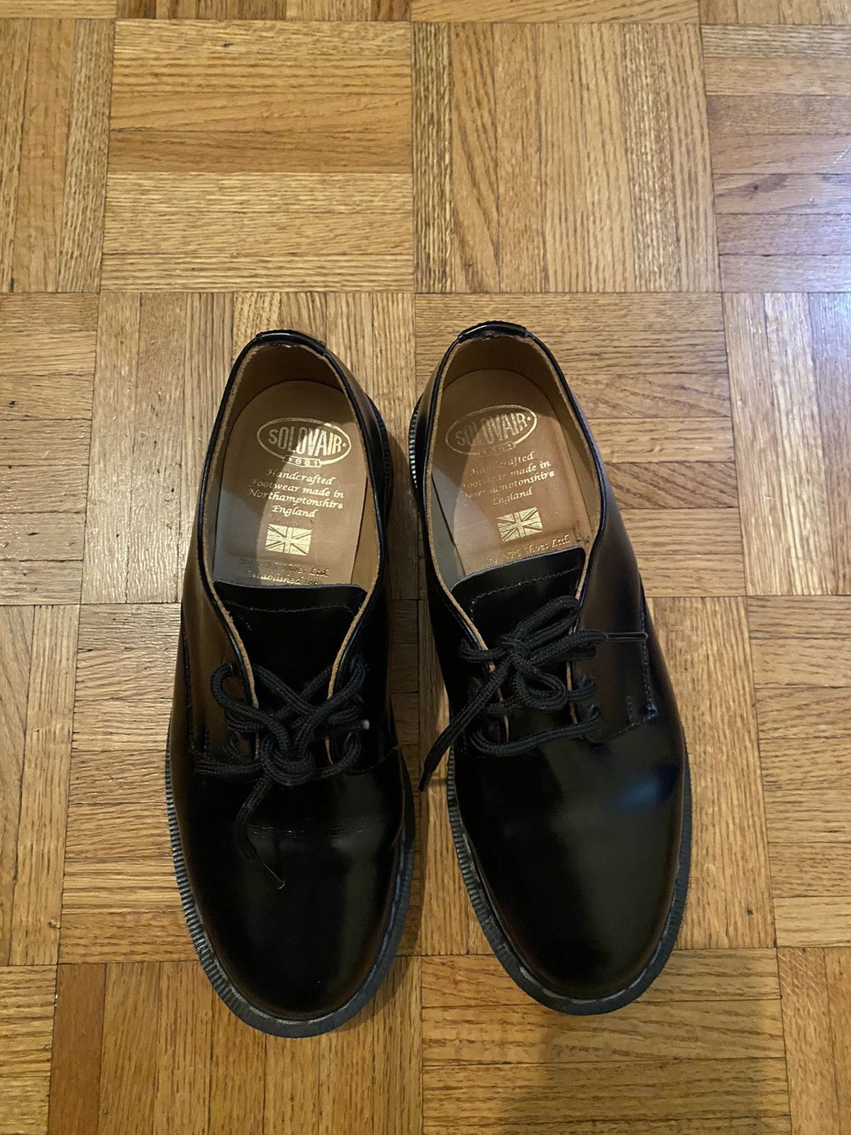 Solovair Solovair 3 Eyelet Derby Shoes Black Hi-Shine Size US 8 / IT 38 - 3 Thumbnail