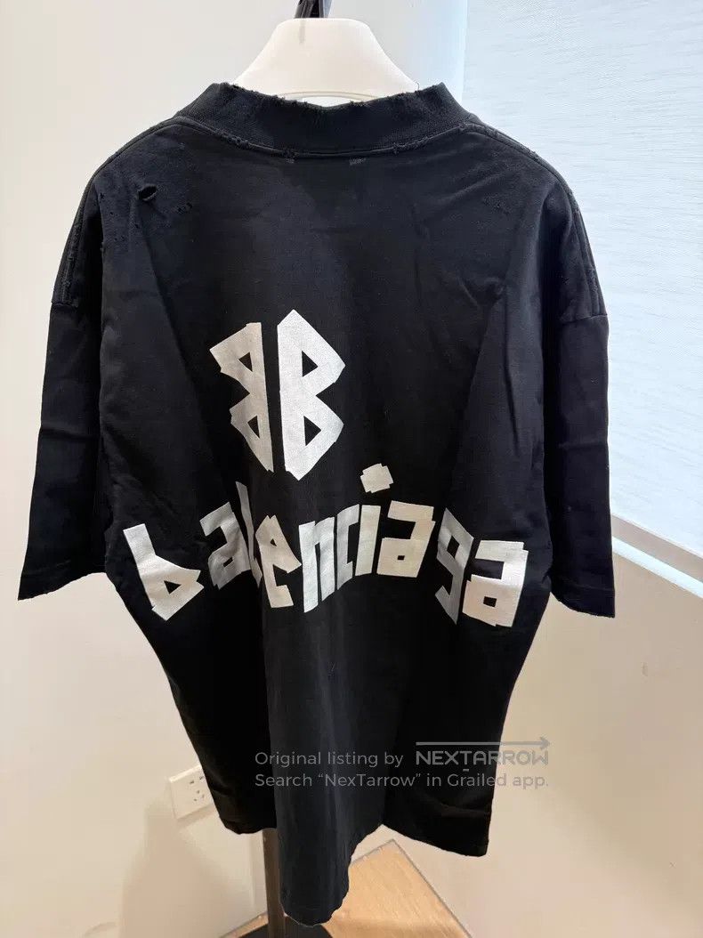 Balenciaga Balenciaga Black Silver Tape Short-Sleeve T-Shirt Size US XS / EU 42 / 0 - 4 Thumbnail