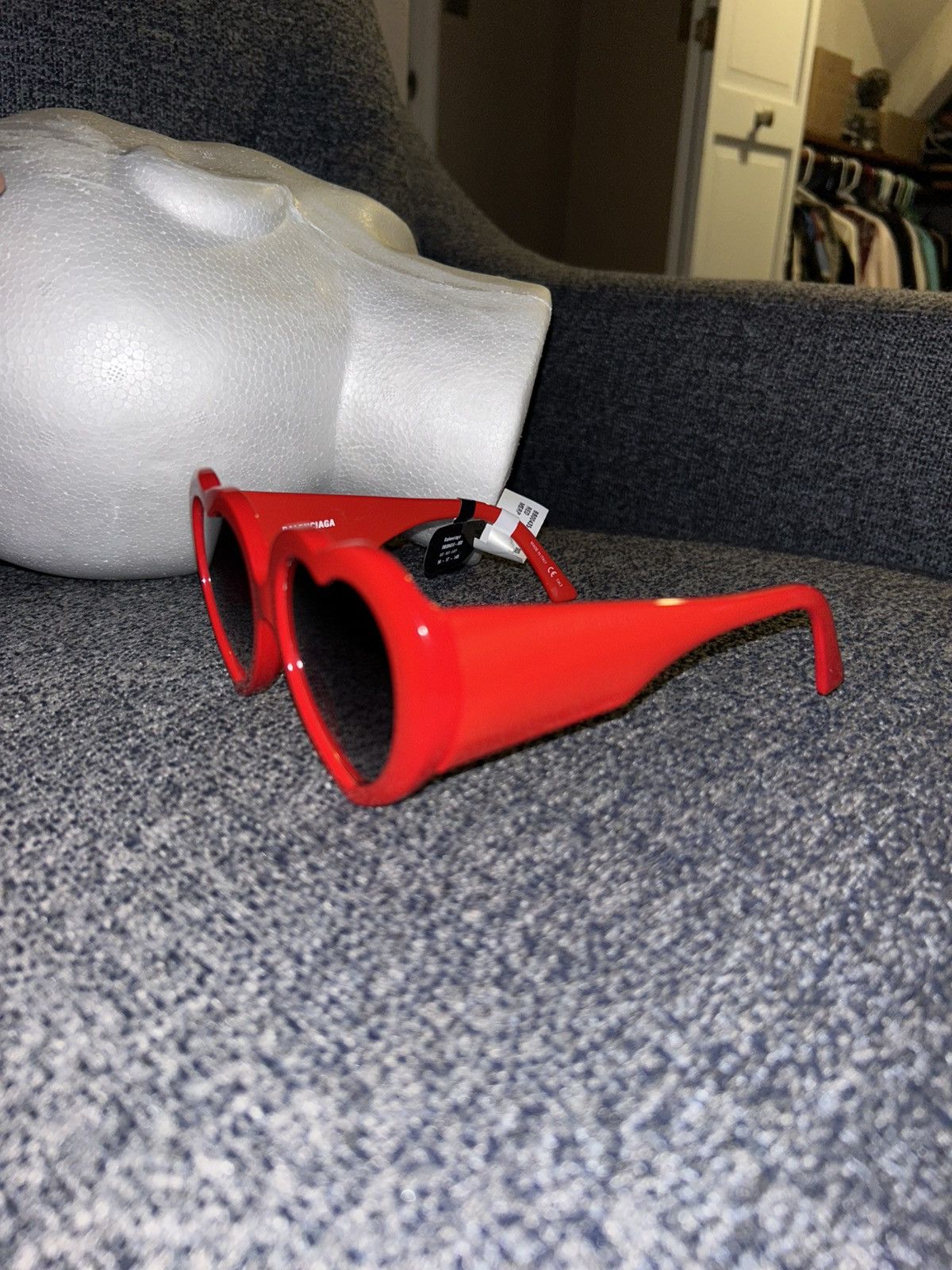 Balenciaga Balenciaga BB0043S 003 Red Heart Sunglasses Grey 54mm Size ONE SIZE - 6 Thumbnail