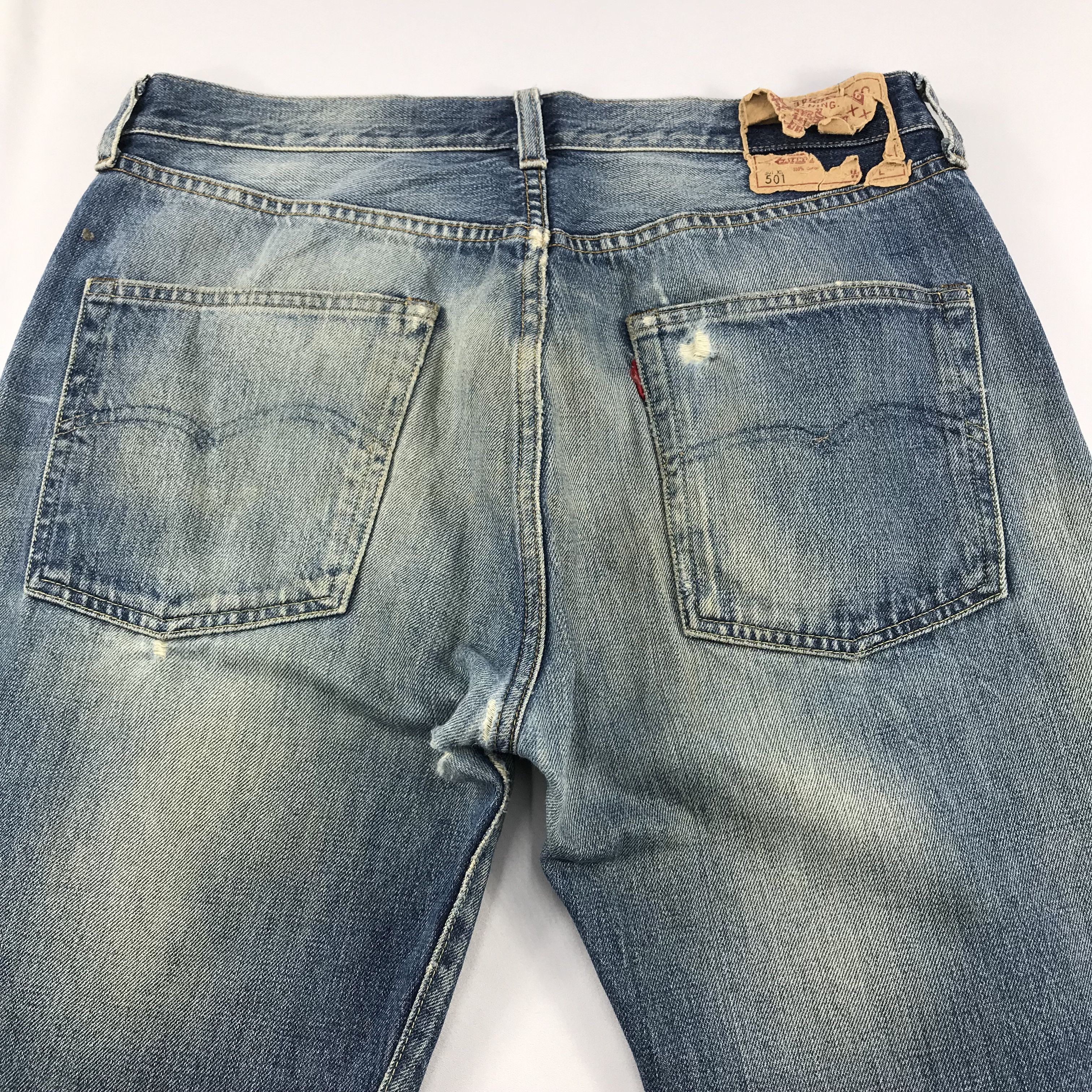 Levi's Vintage Levis 501 Redline Sun Fade Distress Denim KJ3471 Size US 33 - 4 Thumbnail