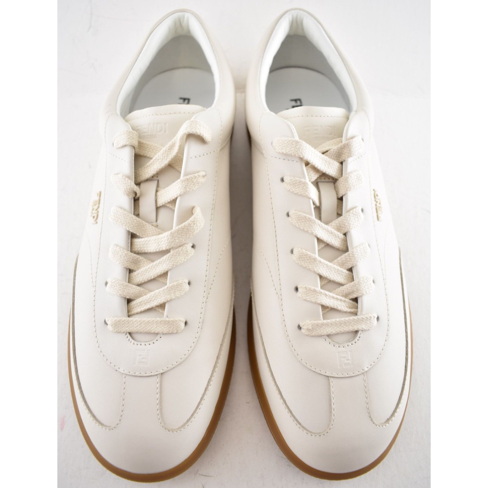 Fendi Fendi Light Bianco Ice White Leather Low Top Sneakers US 12 Size US 12 / EU 45 - 8 Thumbnail