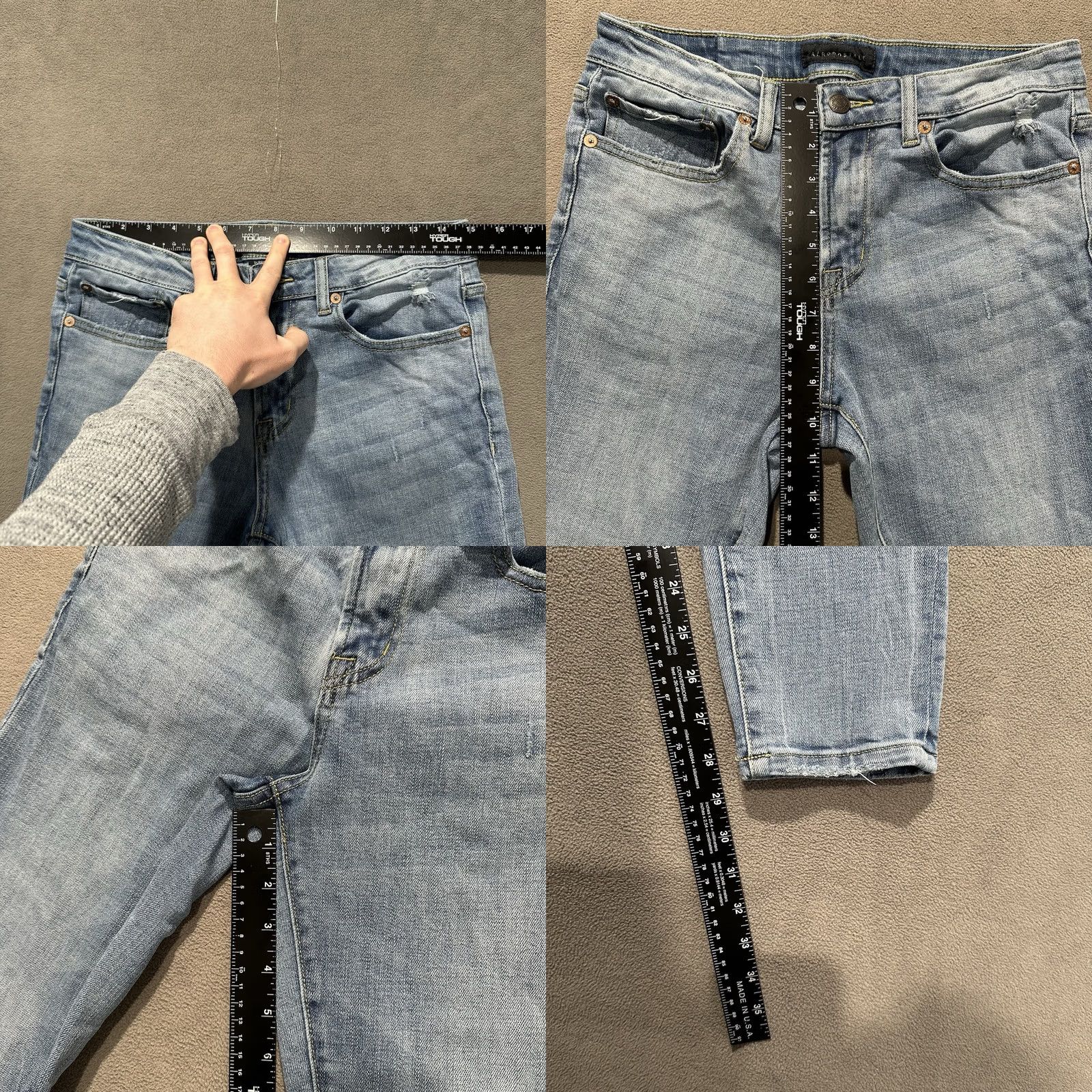 Vintage Aeropostale Jeans Mens 31x32 Super Skinny Distressed Light Wash Denim Size US 30 / EU 46 - 9 Thumbnail