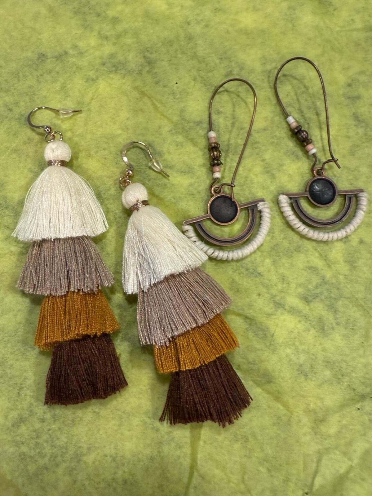 Other Neutral boho chic earring beaded and tasseled set of two Size ONE SIZE - 1 Thumbnail