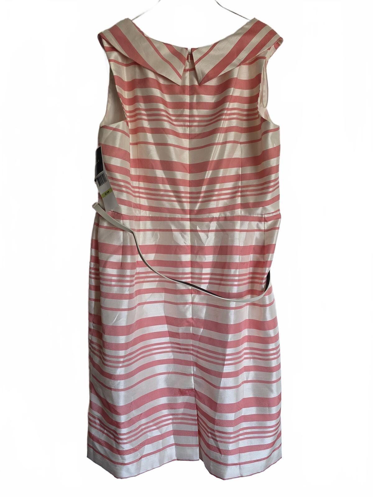 Other KSL Coral Pink Striped Sleeveless Dress Sz 18W Belted Spring Size XXL / US 16-18 / IT 52-54 - 10 Thumbnail