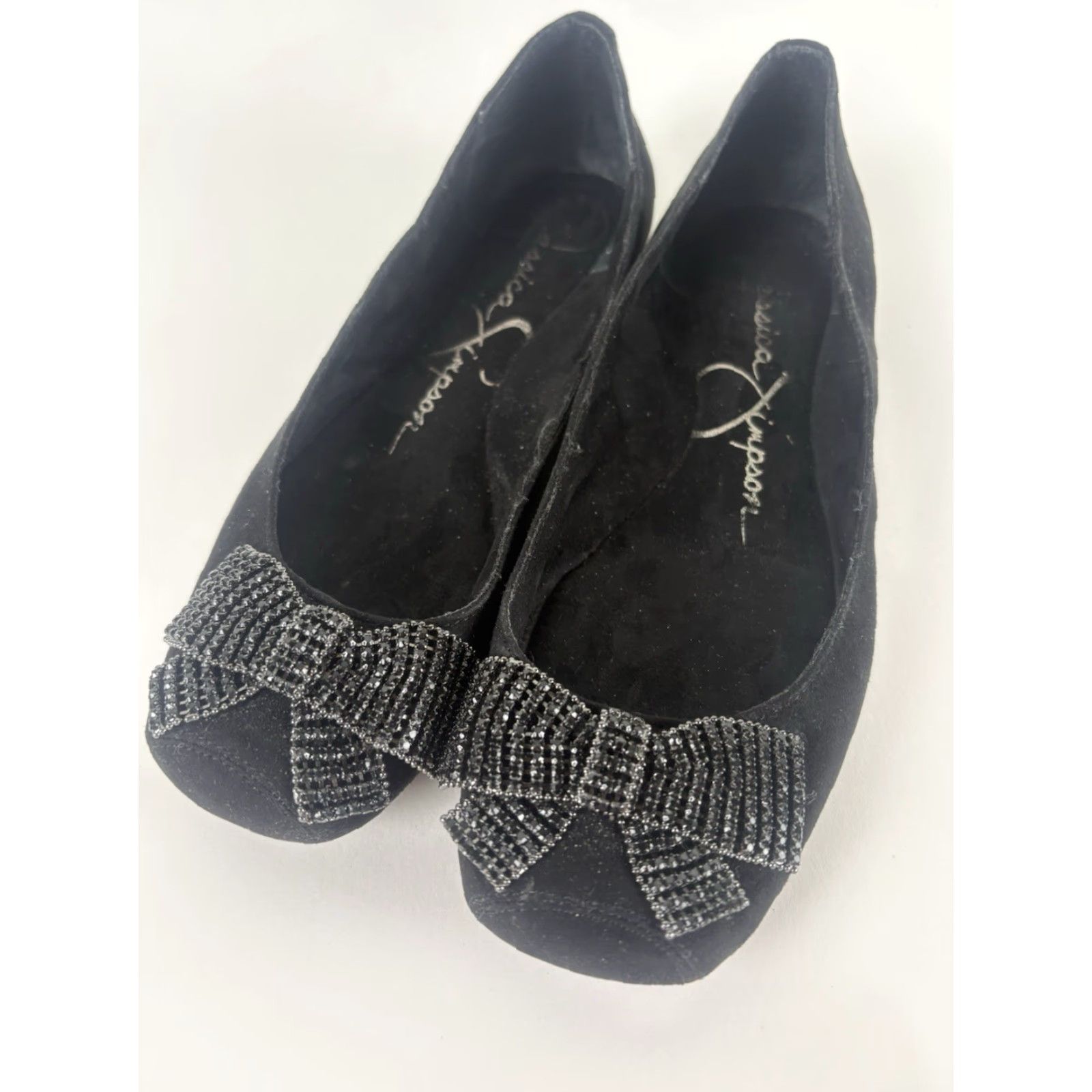 Jessica Simpson Jessica Simpson Ballet Flats Womens 6.5M Black Suede Sequin Bow Flat, Slip On, Round Toe Size US 7 / IT 37 - 2 Thumbnail