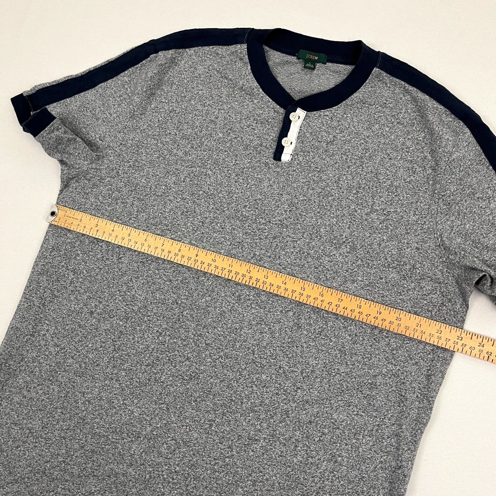 J.Crew J. Crew Oarsman Shirt Mens L Gray Blue Contrast Henley Short Sleeve Casual Prep Shirt Size US L / EU 52-54 / 3 - 5 Thumbnail